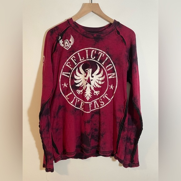 Affliction Other - Vintage Affliction Live Fast Long Sleeve Shirt Red Size Large Y2K Skull Grunge